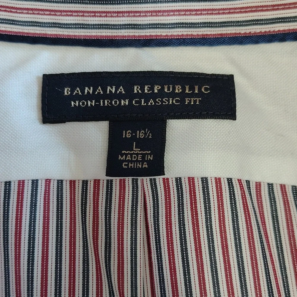 Banana Republic Dress Shirt Sze L 16-16 1/2 Classic Fit Tailored Office Striped